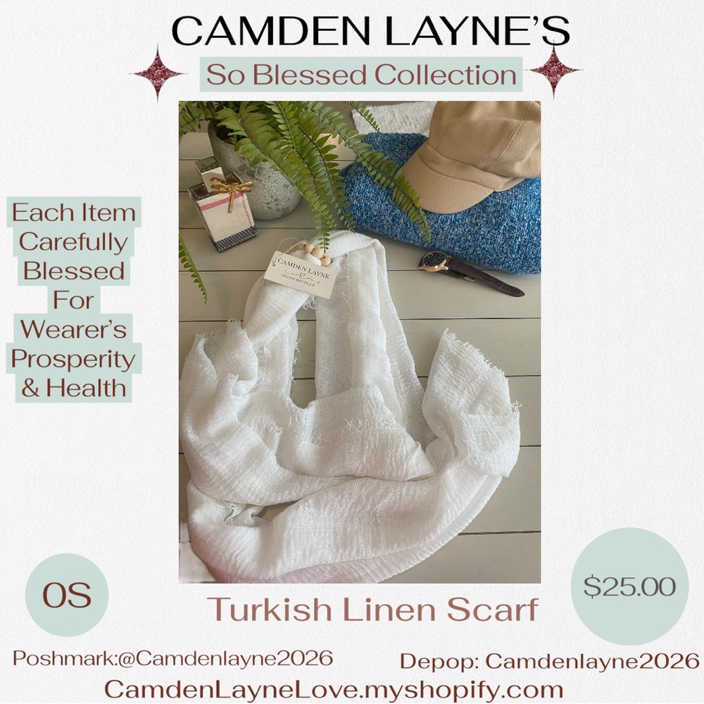 Camden Layne’s Blessed White Turkish Linen Scarf